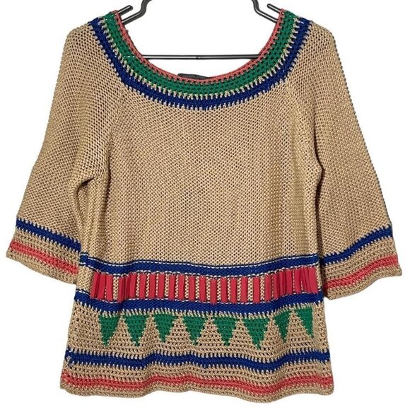 Alberta Ferretti stone-detailing cotton knitted sweater size US 8 - Picture 1 of 8